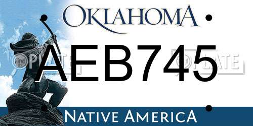 AEB745 Oklahoma License Plate
