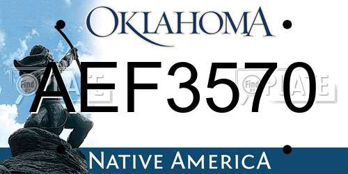 AEF3570 Oklahoma License Plate