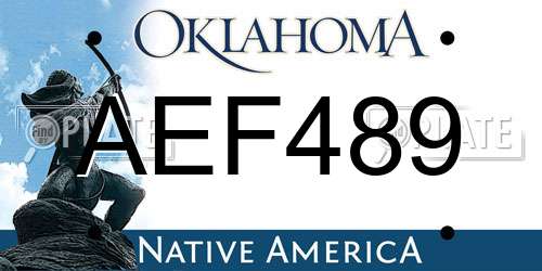 AEF489 Oklahoma License Plate