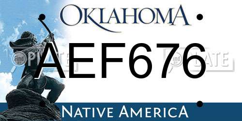 AEF676 Oklahoma License Plate