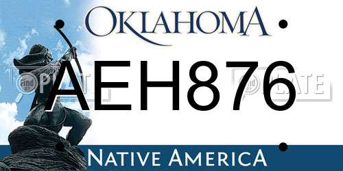 AEH876 Oklahoma License Plate