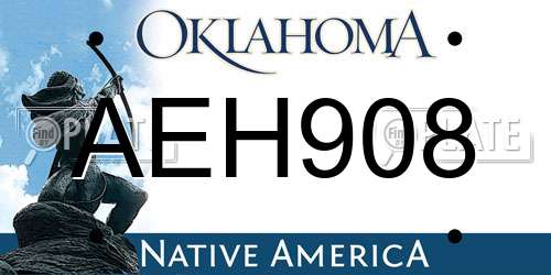 AEH908 Oklahoma License Plate