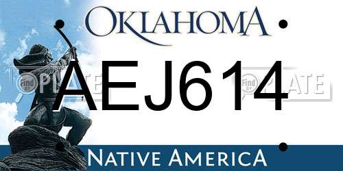 AEJ614 Oklahoma License Plate