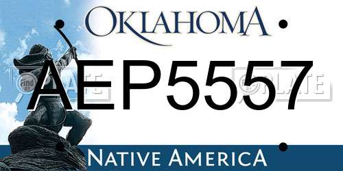 AEP5557 Oklahoma License Plate