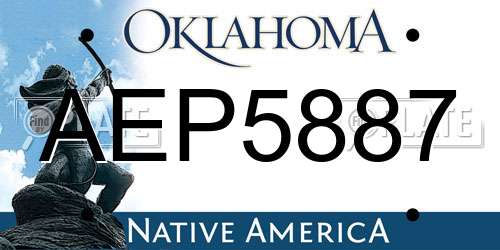 AEP5887 Oklahoma License Plate