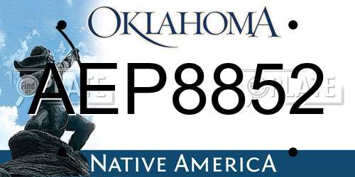 AEP8852 Oklahoma License Plate