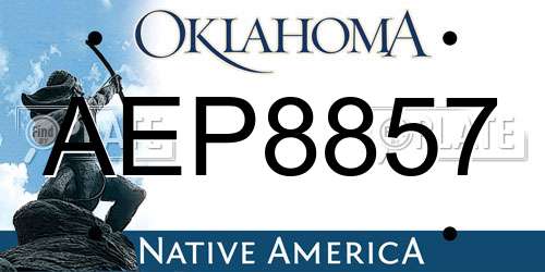 AEP8857 Oklahoma License Plate