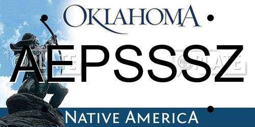 AEPSSSZ Oklahoma License Plate
