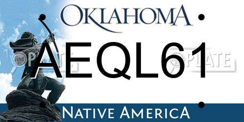 AEQL61 Oklahoma License Plate