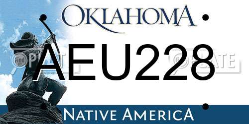 AEU228 Oklahoma License Plate