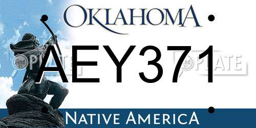 AEY371 Oklahoma License Plate