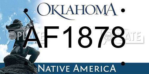 AF1878 Oklahoma License Plate