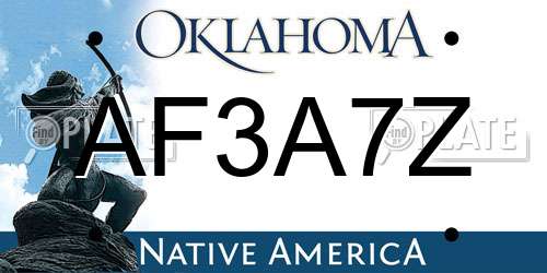AF3A7Z Oklahoma License Plate