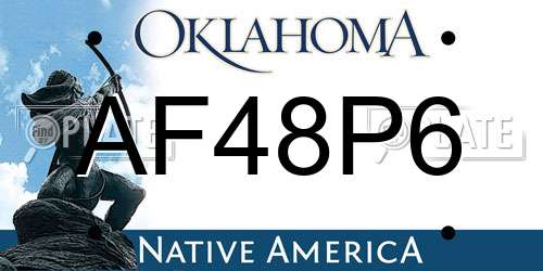 AF48P6 Oklahoma License Plate