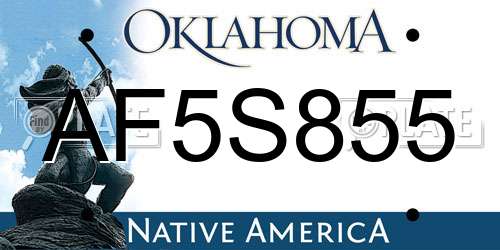 AF5S855 Oklahoma License Plate