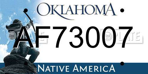 AF73007 Oklahoma License Plate