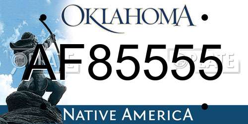 AF85555 Oklahoma License Plate