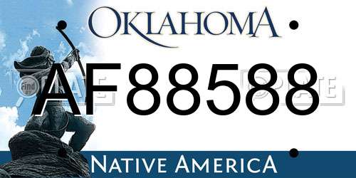 AF88588 Oklahoma License Plate