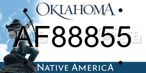 AF88855 Oklahoma License Plate