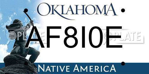 AF8I0E Oklahoma License Plate
