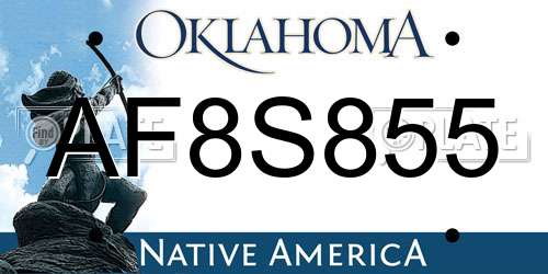 AF8S855 Oklahoma License Plate