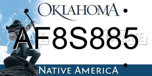 AF8S885 Oklahoma License Plate