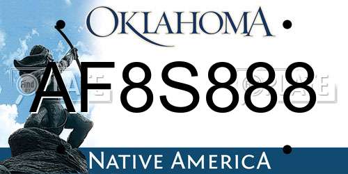 AF8S888 Oklahoma License Plate