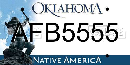 AFB5555 Oklahoma License Plate