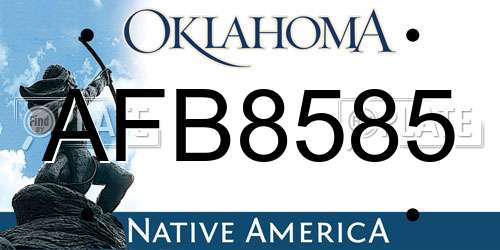 AFB8585 Oklahoma License Plate