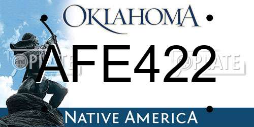 AFE422 Oklahoma License Plate