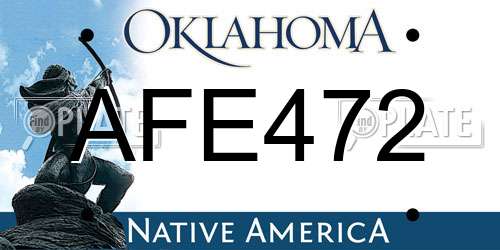 AFE472 Oklahoma License Plate
