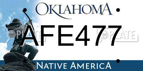 AFE477 Oklahoma License Plate