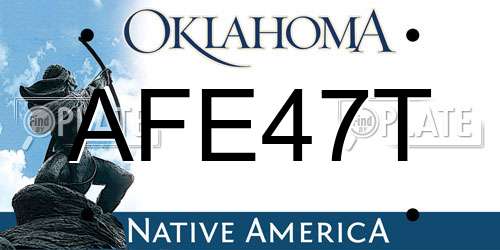 AFE47T Oklahoma License Plate