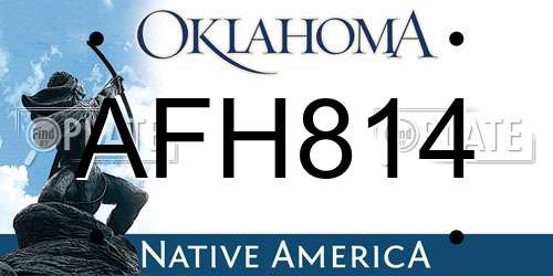 AFH814 Oklahoma License Plate