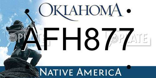 AFH877 Oklahoma License Plate