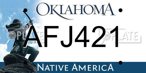 AFJ421 Oklahoma License Plate