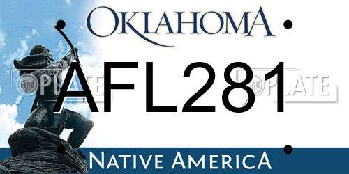 AFL281 Oklahoma License Plate