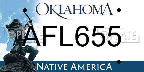 AFL655 Oklahoma License Plate