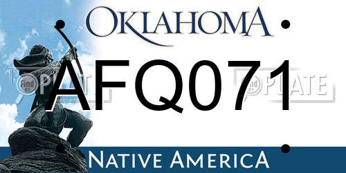 AFQ071 Oklahoma License Plate