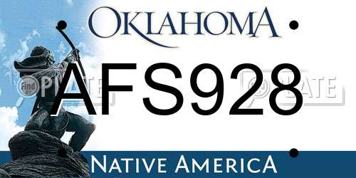 AFS928 Oklahoma License Plate