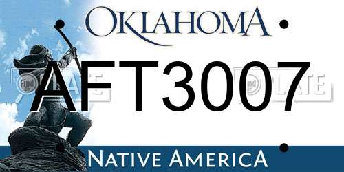 AFT3007 Oklahoma License Plate