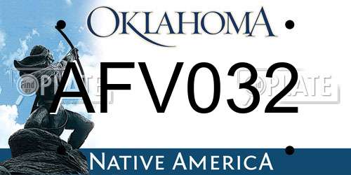 AFV032 Oklahoma License Plate