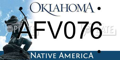 AFV076 Oklahoma License Plate