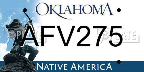 AFV275 Oklahoma License Plate