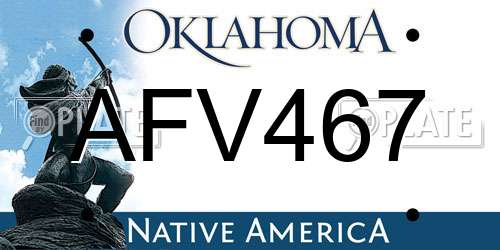 AFV467 Oklahoma License Plate