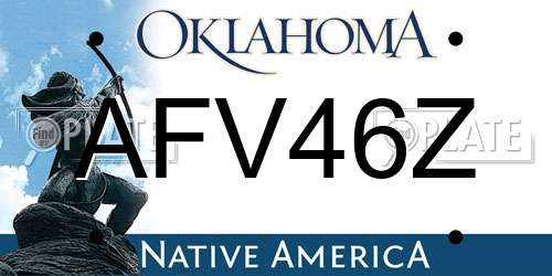 AFV46Z Oklahoma License Plate