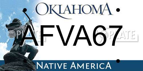 AFVA67 Oklahoma License Plate