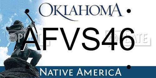 AFVS46 Oklahoma License Plate