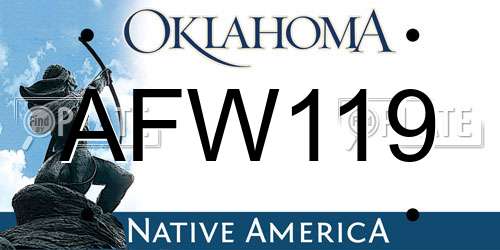 AFW119 Oklahoma License Plate