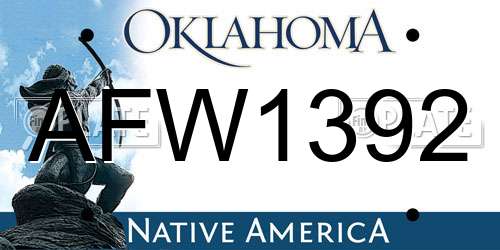 AFW1392 Oklahoma License Plate